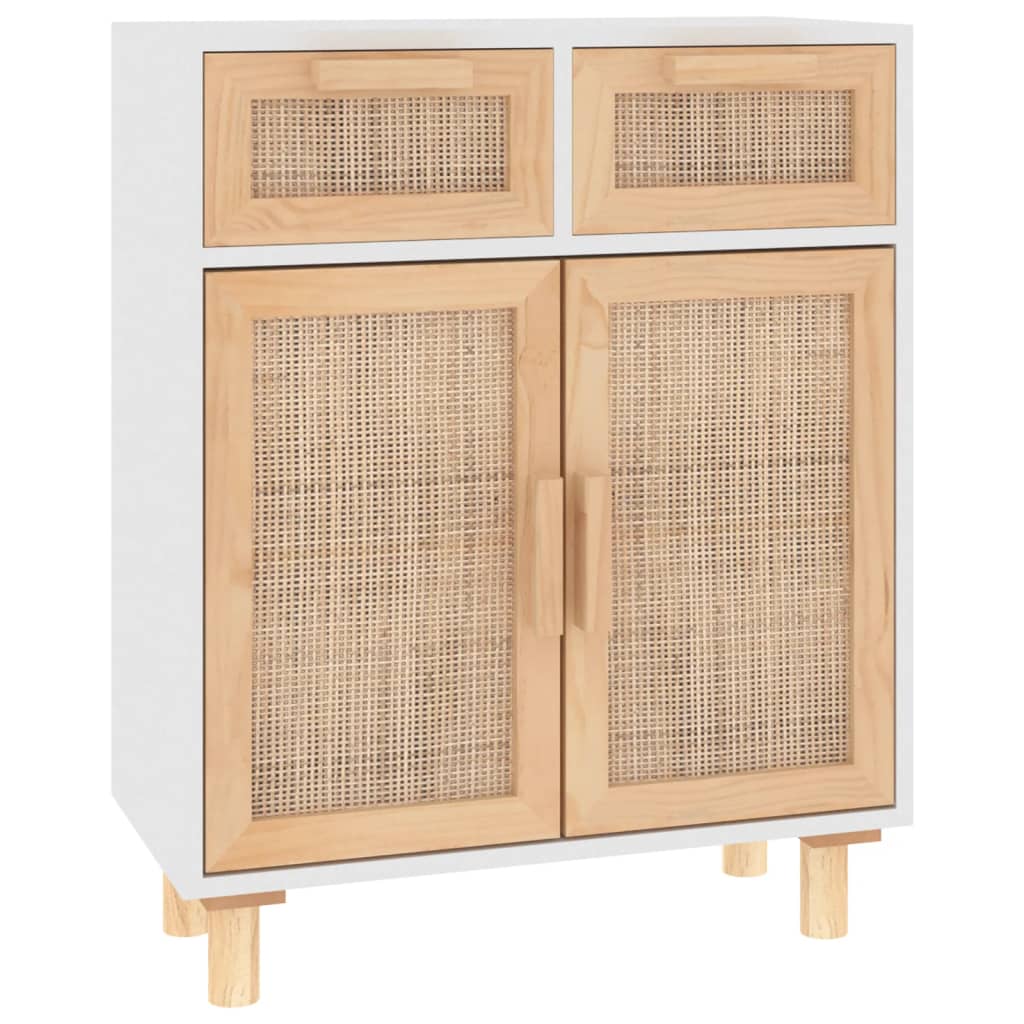 Dressoir 60X30X75 Cm Massief Grenenhout En Rattan