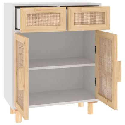 Dressoir 60X30X75 Cm Massief Grenenhout En Rattan