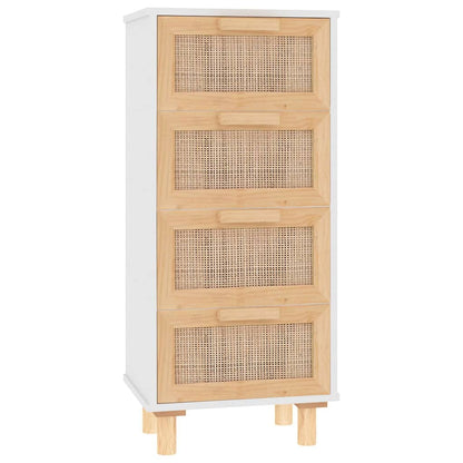 Dressoir 40X30X90 Cm Massief Grenenhout En Rattan