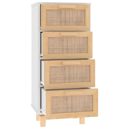 Dressoir 40X30X90 Cm Massief Grenenhout En Rattan