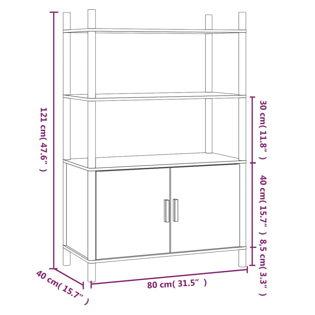 Hoge Kast 80X40X121 Cm Bewerkt Hout