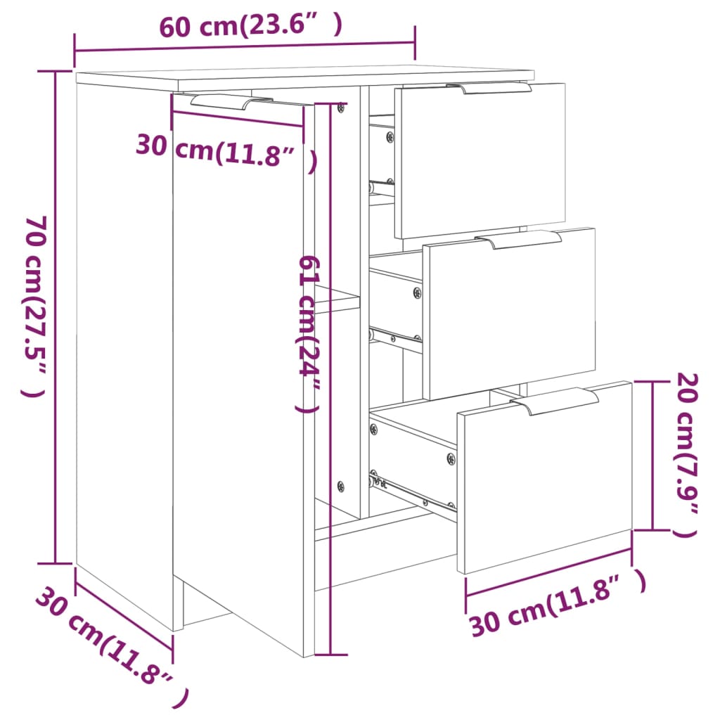 Dressoirs 60X30X70 Cm Bewerkt Hout