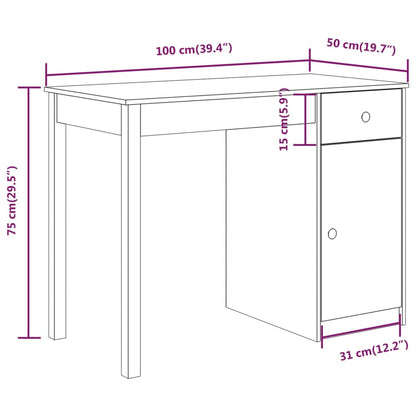 Bureau 100X50X75 Cm Massief Grenenhout