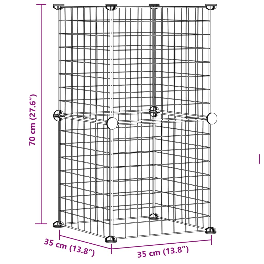 Huisdierenkooi Met 8 Panelen 35X35 Cm Staal Zwart