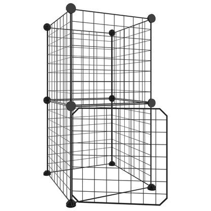 Huisdierenkooi Met Deur 8 Panelen 35X35 Cm Staal Zwart