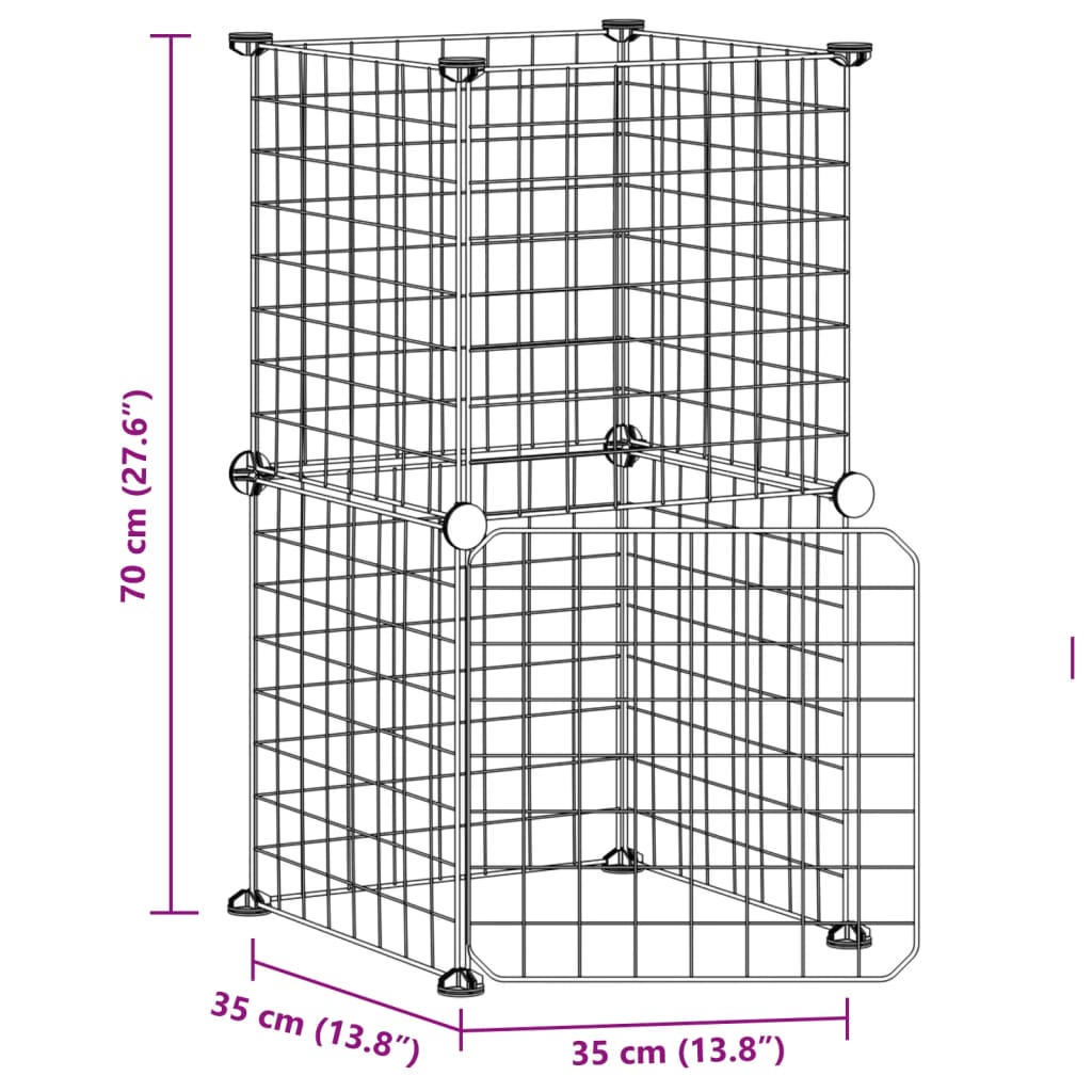 Huisdierenkooi Met Deur 8 Panelen 35X35 Cm Staal Zwart