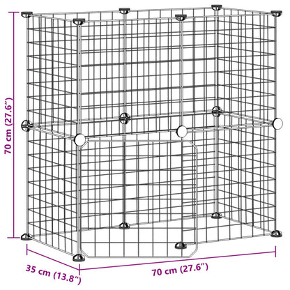 Huisdierenkooi Met Deur 12 Panelen 35X35 Cm Staal Zwart