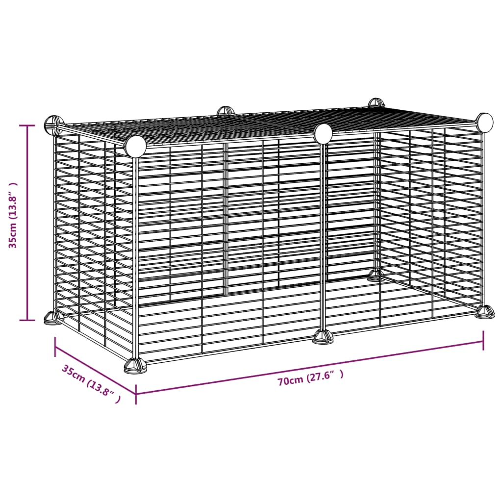 Huisdierenkooi Met 8 Panelen 35X35 Cm Staal Zwart