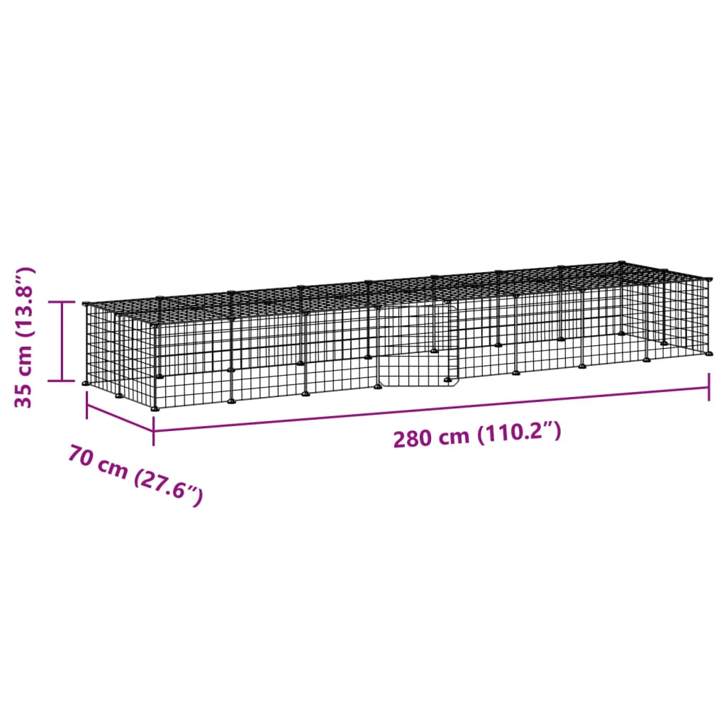 Huisdierenkooi Met Deur 36 Panelen 35X35 Cm Staal Zwart