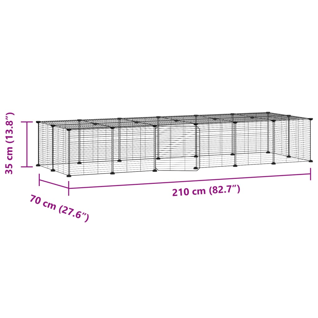 Huisdierenkooi Met Deur 28 Panelen 35X35 Cm Staal Zwart