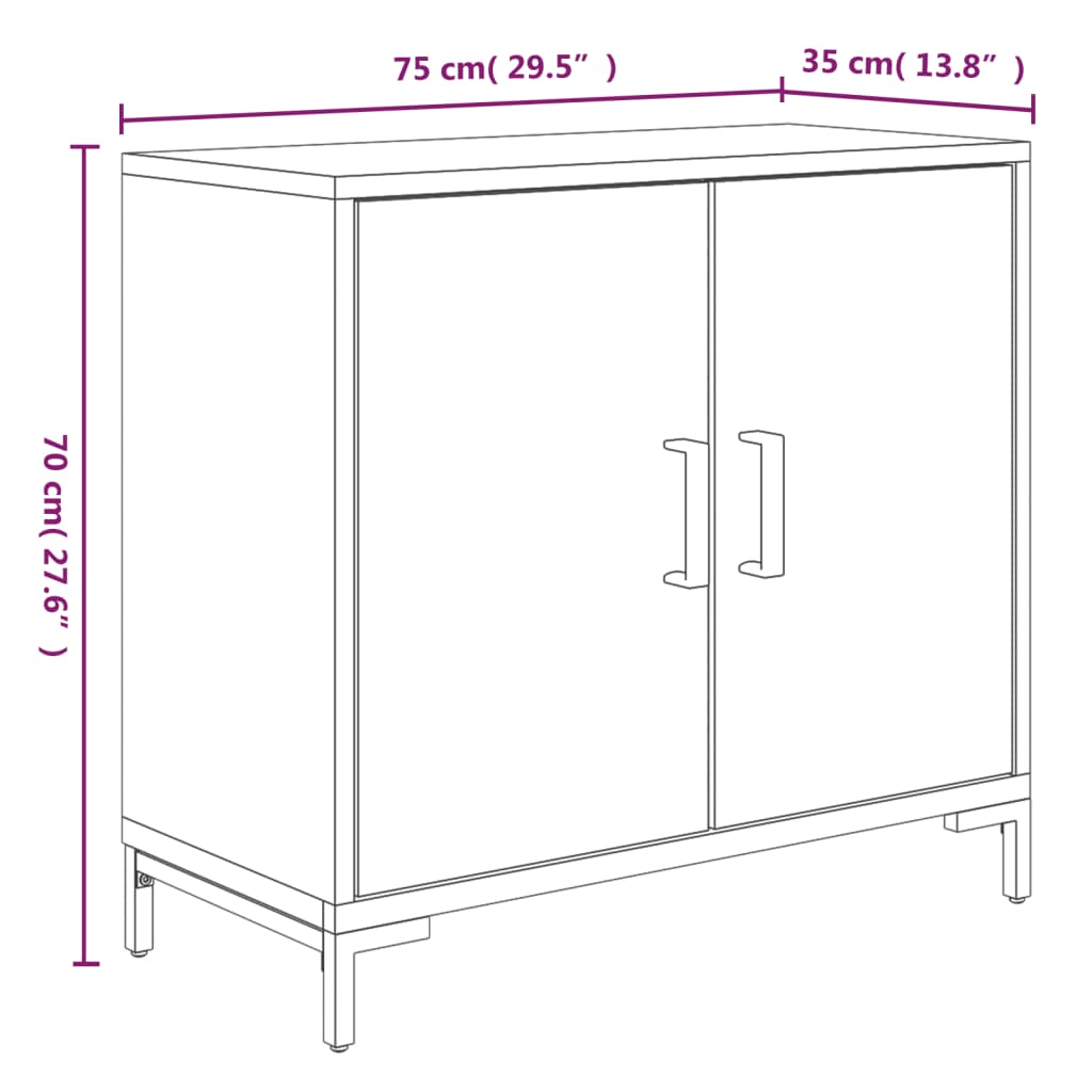 Dressoir 75X35X70 Cm Massief Grenenhout