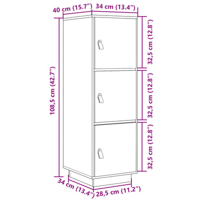 Hoge Kast 34X40X108,5 Cm Massief Grenenhout