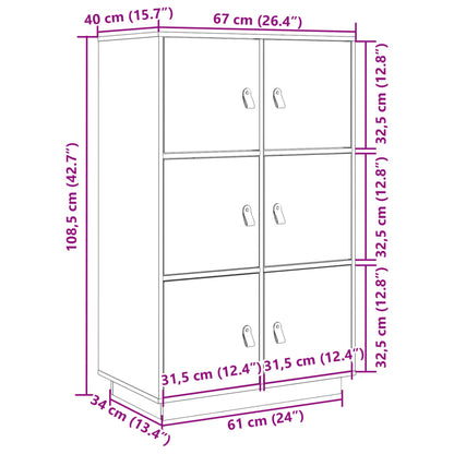 Hoge Kast 67X40X108,5 Cm Massief Grenenhout