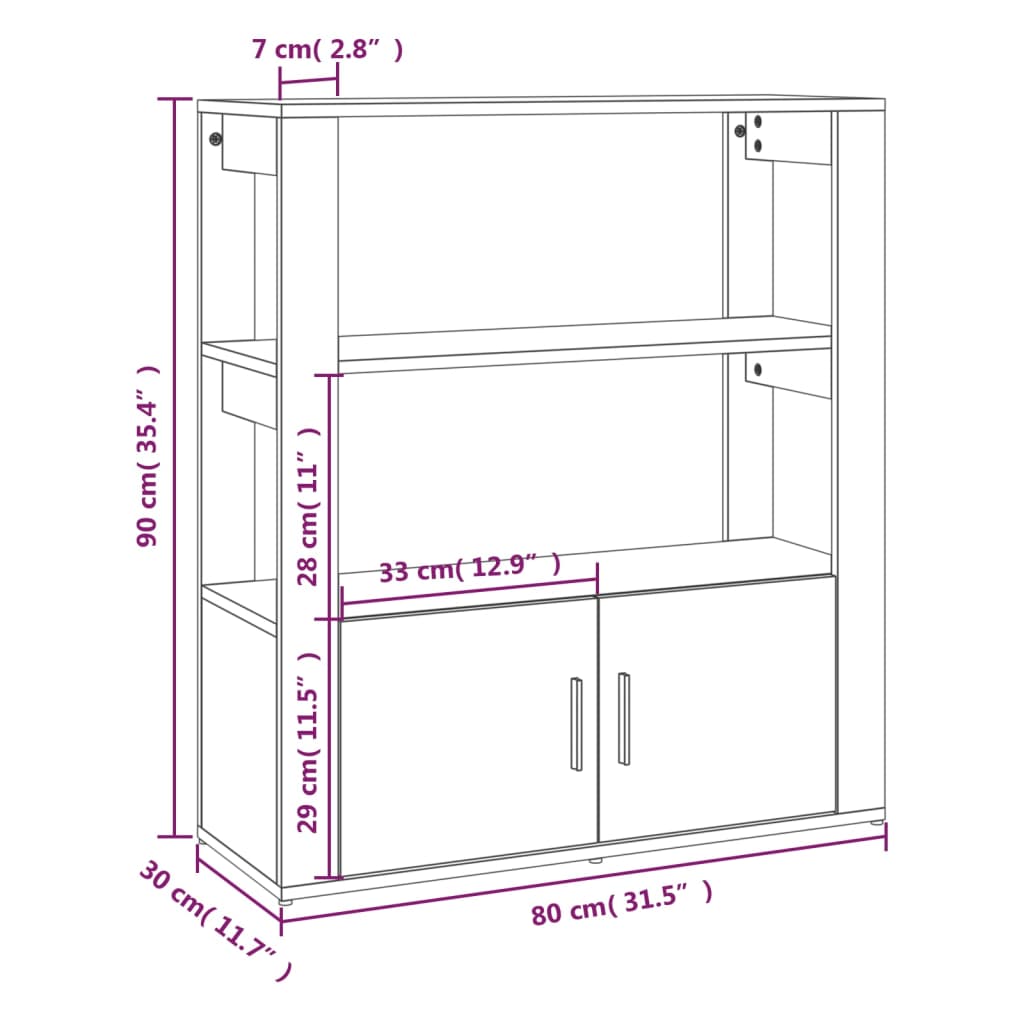 Dressoir 80X30X90 Cm Bewerkt Hout