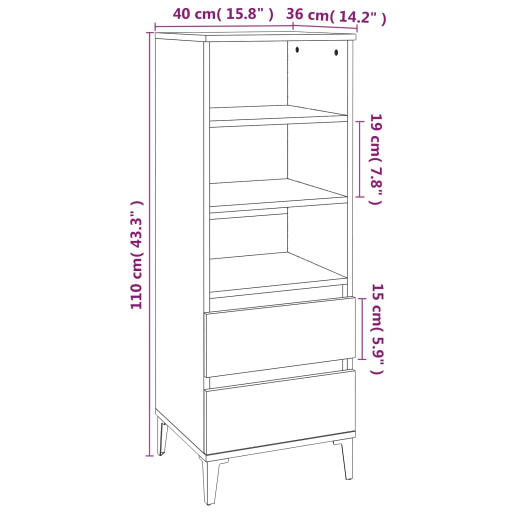 Hoge Kast 40X36X110 Cm Bewerkt Hout