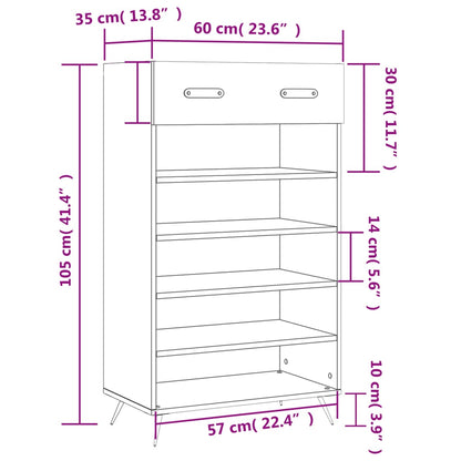 Schoenenkast 60X35X105 Cm Bewerkt Hout