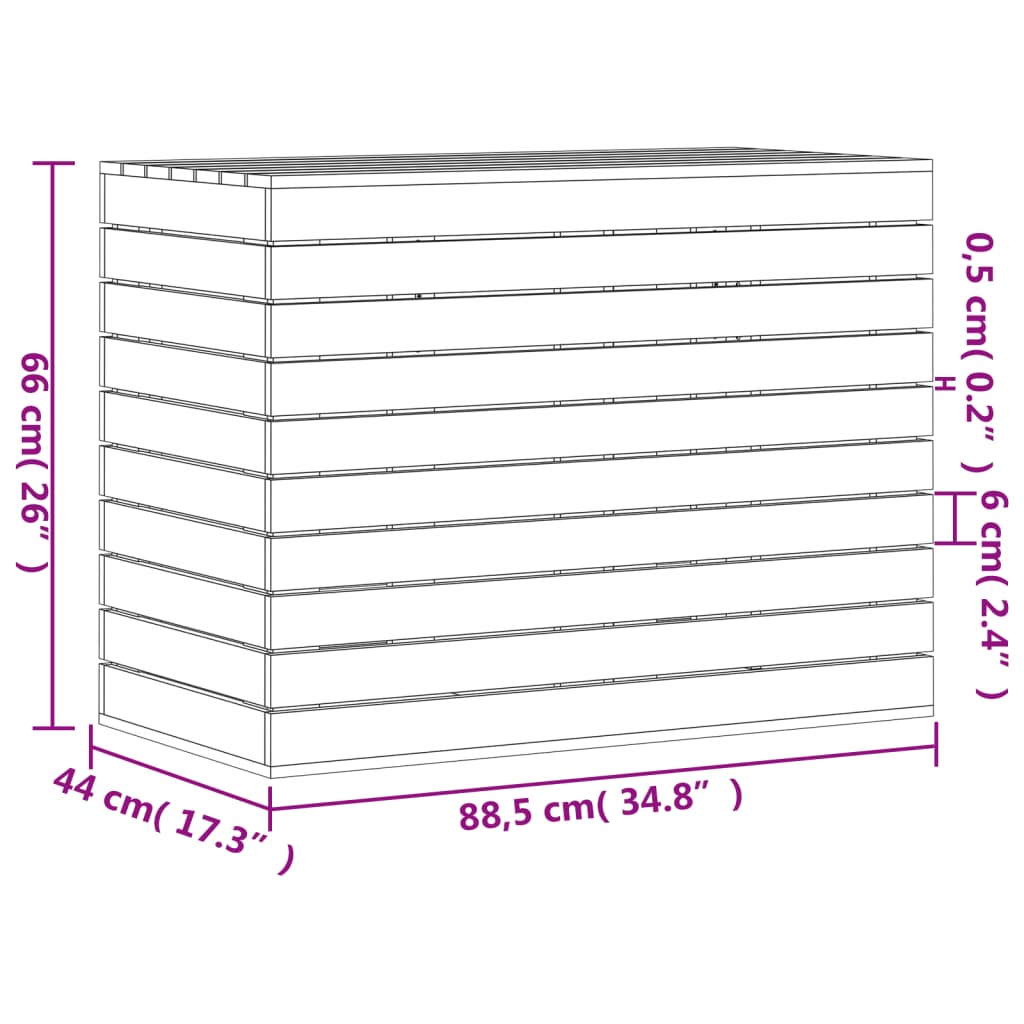 Wasmand 88,5X44X66 Cm Massief Grenenhout