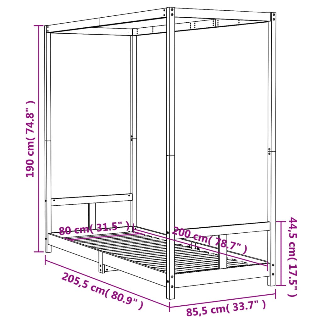 Kinderbedframe Massief Grenenhout