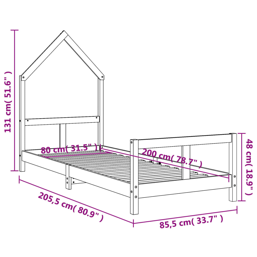 Kinderbedframe Massief Grenenhout