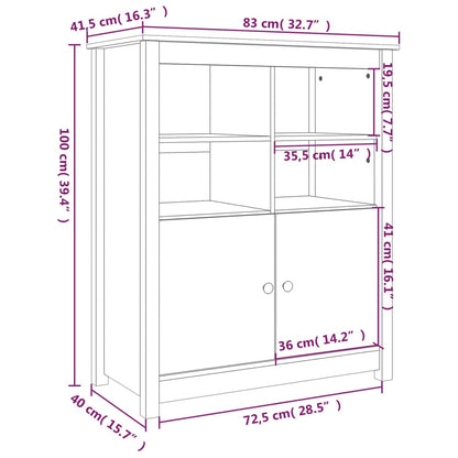 Dressoir 83X41,5X100 Cm Massief Grenenhout