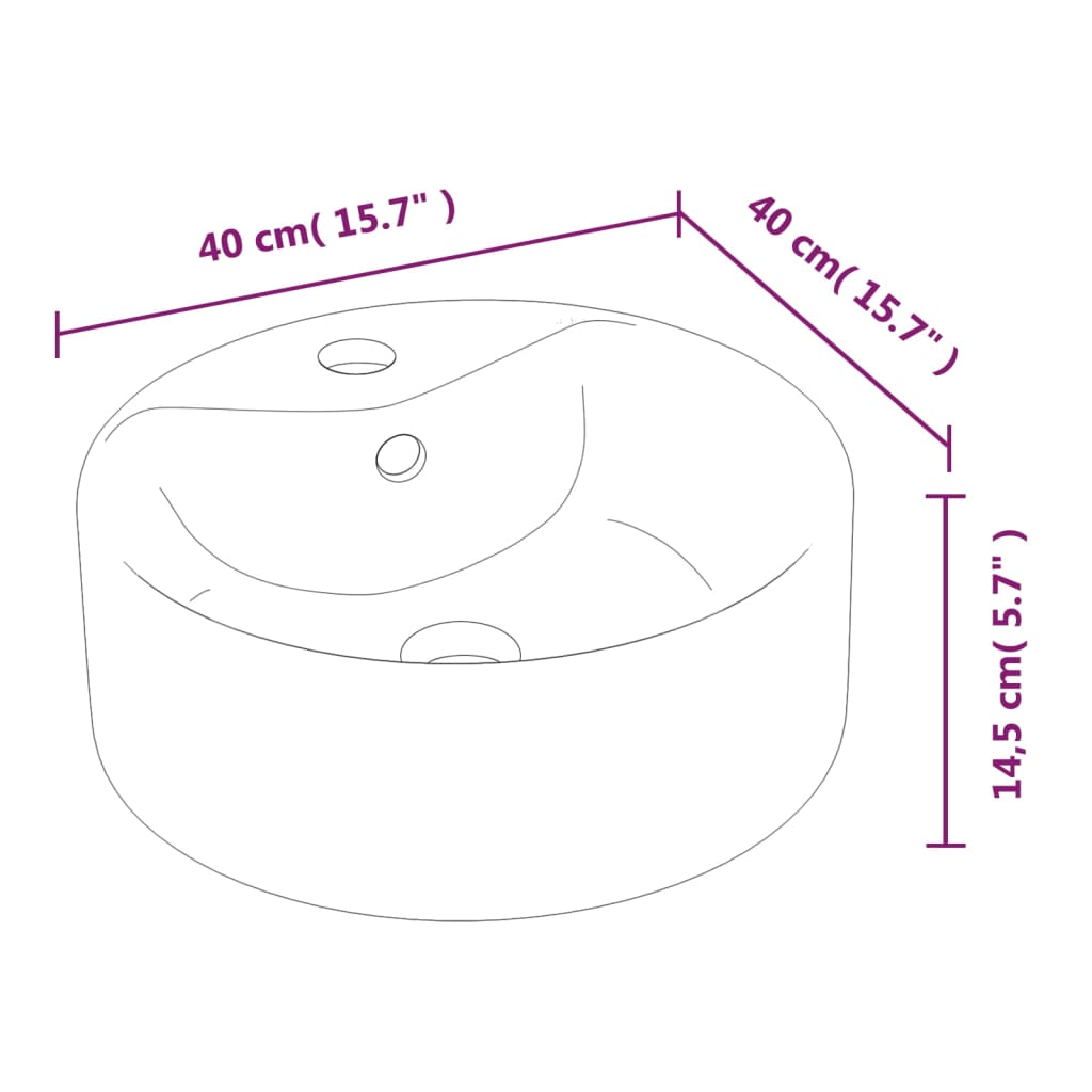 Wasbak 40X14,5 Cm Rond Keramiek