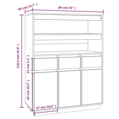 Hoge Kast 89X40X116,5 Cm Massief Grenenhout