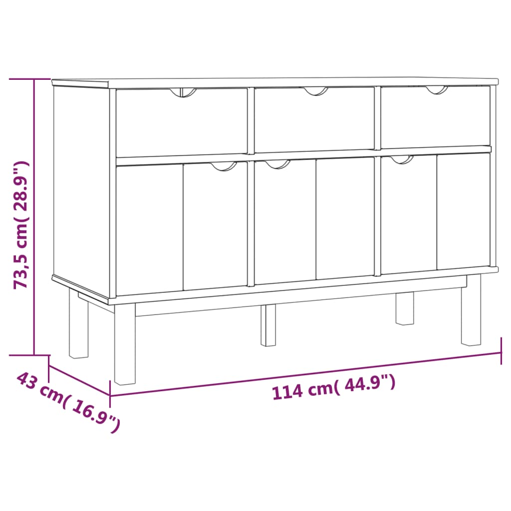 Dressoir Otta 114X43X73,5 Cm Massief Grenenhout