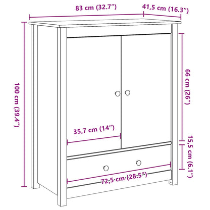 Hoge Kast 83X41,5X100 Cm Massief Grenenhout