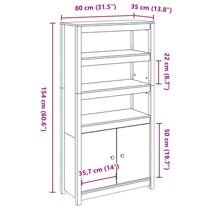 Hoge Kast 80X35X154 Cm Massief Grenenhout