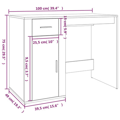 Bureau 100X49X75 Cm Bewerkt Hout Eikenkleurig