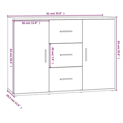 Dressoir 91X29,5X65 Cm Bewerkt Hout