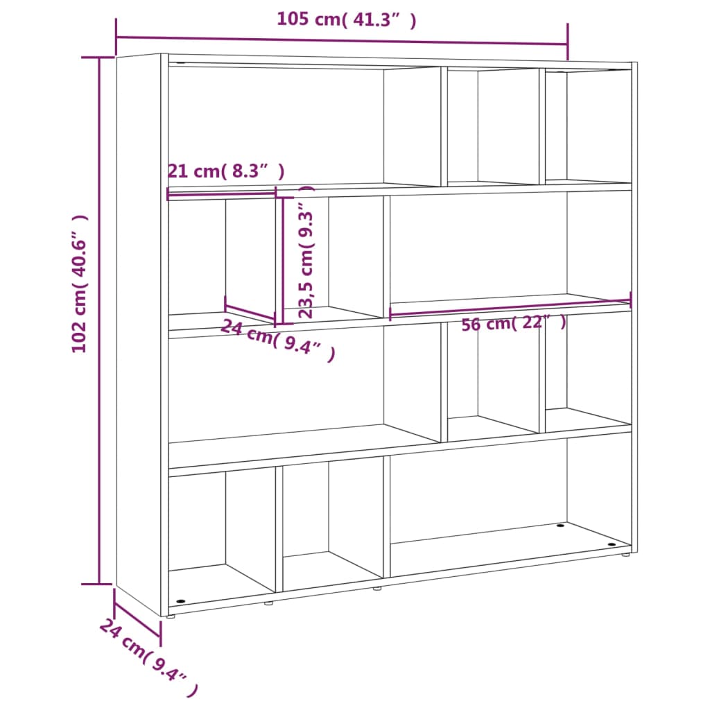 Boekenkast/Kamerscherm 105X24X102 Cm