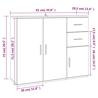 Dressoir 91X29,5X75 Cm Bewerkt Hout