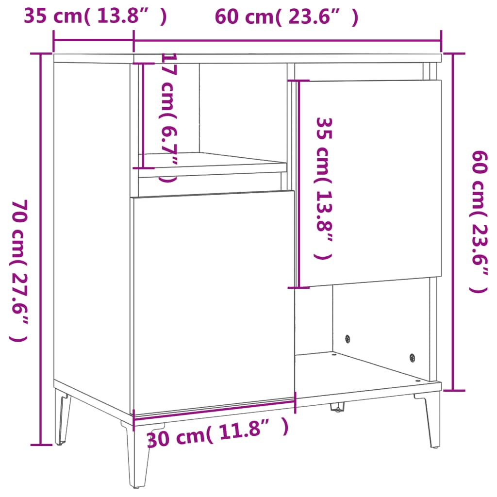 Dressoir 60X35X70 Cm Bewerkt Hout