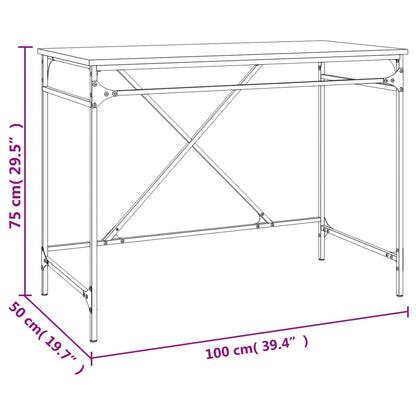 Bureau 100X50X75 Cm Bewerkt Hout En Ijzer