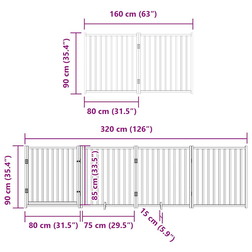 Hondenhek Inklapbaar 6 Panelen 480 Cm Populierenhout