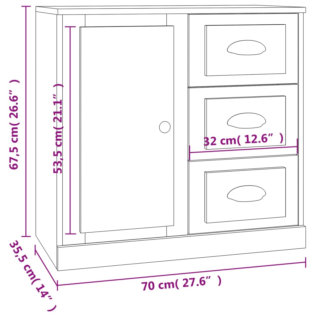 Dressoir 70X35X67,5 Cm Bewerkt Hout