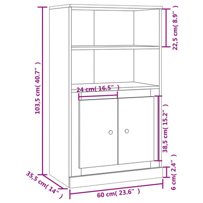 Hoge Kast 60X35,5X103,5 Cm Bewerkt Hout Kleurig