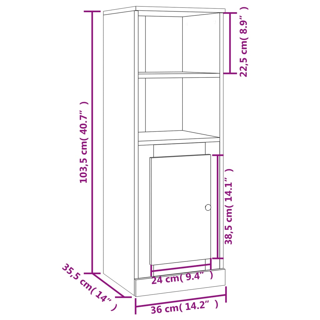 Hoge Kast 36X35,5X103,5 Cm Bewerkt Hout