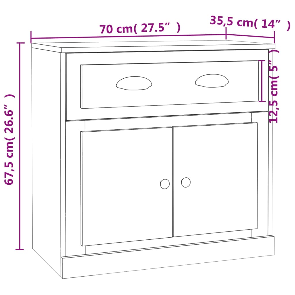 Dressoir 70X35,5X67,5 Cm Bewerkt Hout