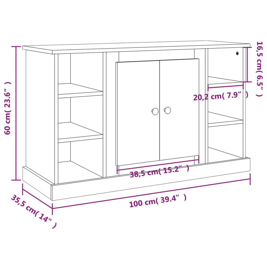 Dressoir 100X35,5X60 Cm Bewerkt Hout Kleurig