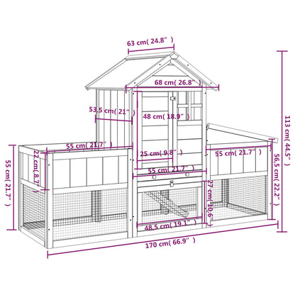 Konijnenhok 170X63X113 Cm Massief Grenenhout Kleurig