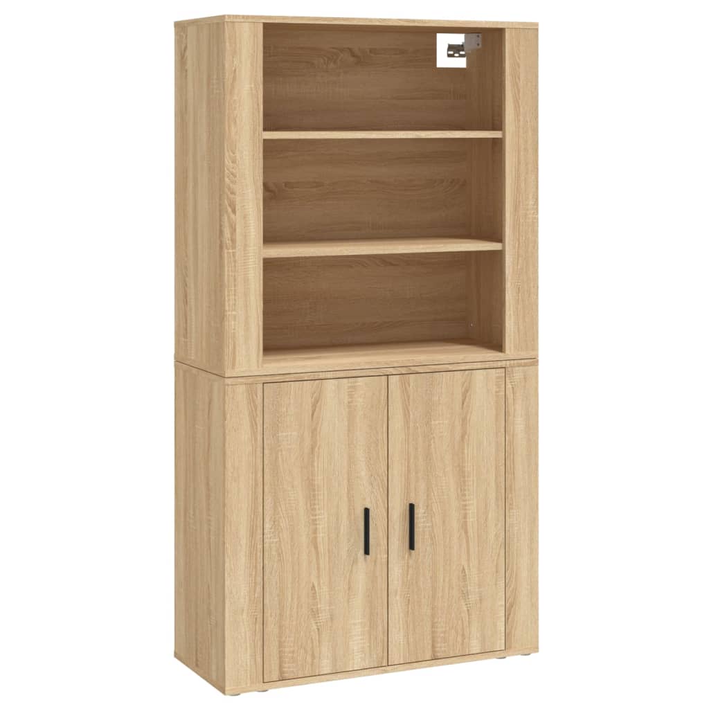 Hoge Kast Bewerkt Hout Kleurig