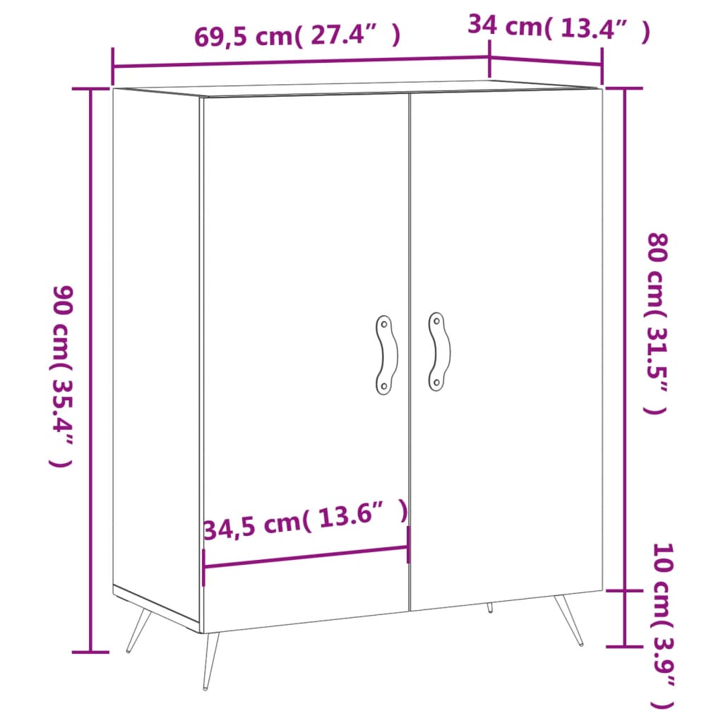 Dressoir 69,5X34X90 Cm Bewerkt Hout