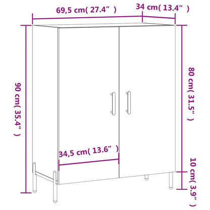 Dressoir 69,5X34X90 Cm Bewerkt Hout Kleurig