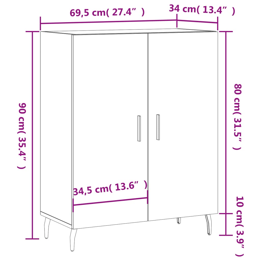 Dressoir 69,5X34X90 Cm Bewerkt Hout