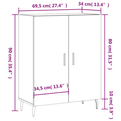 Dressoir 69,5X34X90 Cm Bewerkt Hout