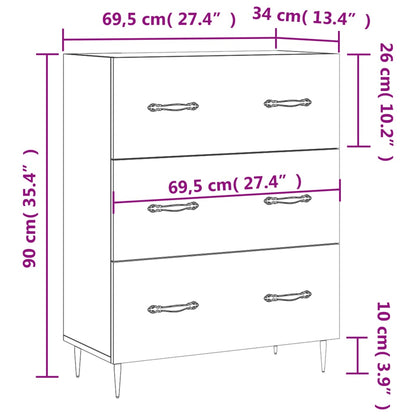 Dressoir 69,5X34X90 Cm Bewerkt Hout