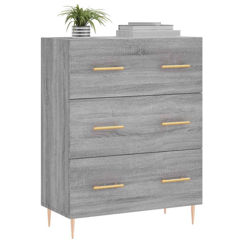 Dressoir 69,5X34X90 Cm Bewerkt Hout Eikenkleurig