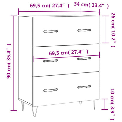 Dressoir 69,5X34X90 Cm Bewerkt Hout Kleurig